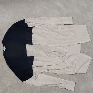 White birch navy and cream women's cardigan